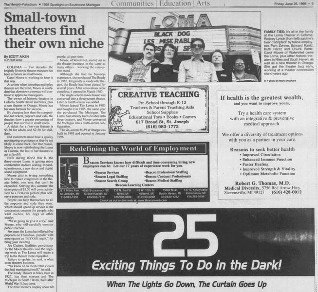 Loma Theatre - The Herald Palladium Fri Jun 26 1998 (newer photo)